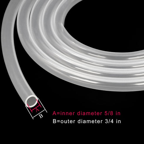 5/8" 3/4" 16ft (16.4ft) Silicone Tubing ID x OD - Length Food Grade Silicon Tube Flexible High Temp Pure Silicone Hose