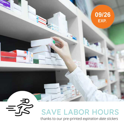 The Organized Pharmacy Expiration Dates Stickers System, 5 Year Supply - 480 Color Coded Inventory Management Labels