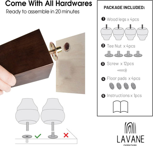 La Vane 3 Inch 7cm 4.5" 50% 1000LB 4PCS / Round Chunky Bun Feet - Wide, Wider for Maximum Stability & Capacity - Solid