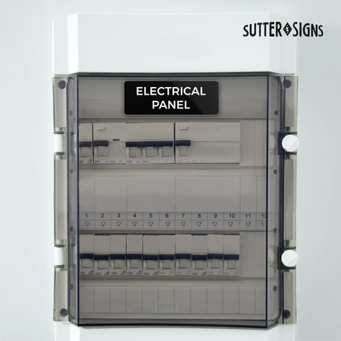Electrical Panel Sign, Durable ABS Plastic with Full Adhesive Backing, 2x6" Sign for Door or Wall