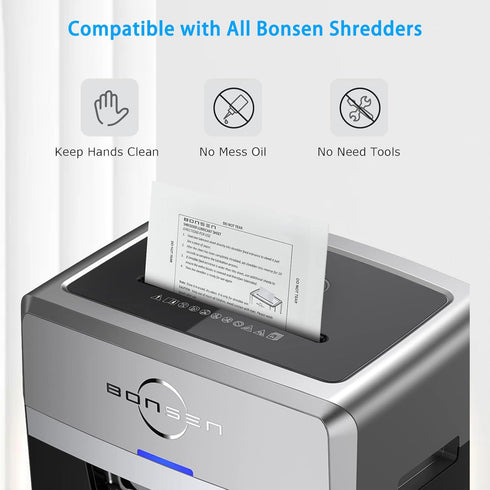 BONSEN 50-Pack Shredder Lubricant Sheets, Clean, Sharpen, Prevent Jams, Easy to Use, Fits Most Home & Office Paper