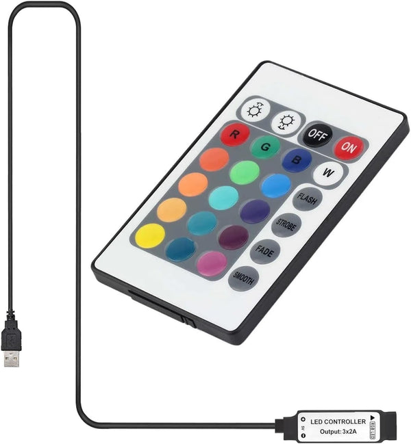 Meruido DC 5V 24 Key IR Remote Controller with 1m USB Inline IR