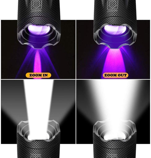 2 in 1 Blacklights Flashlight, UV 395nm Ultraviolet Torch Light for Home Security and Outdoor Activities
