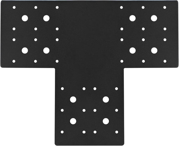 eoere 4 PCS Black T Strap Flat Tee Mending Plate, 13 Gauge Steel T Bracket for 6x6 Post and Beam