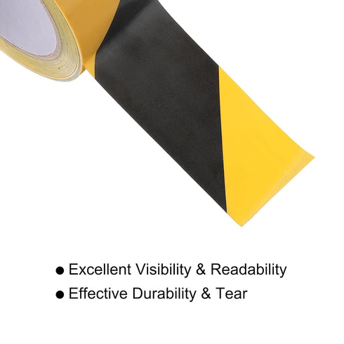 uxcell Warning Safety Stripe Tape, Black Yellow PVC Adhesive for Wall, Floor, Pipes Marking, 2 Inch x 108 Ft
