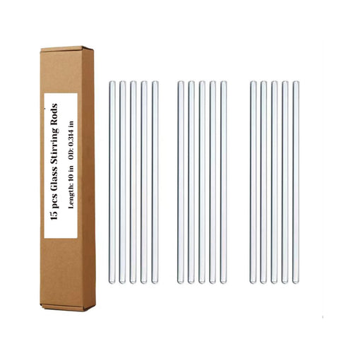 15 Pack Glass Stirring Rods, Diameter 0.314 inch, Length 10 inch Borosilicate Glass Stir Sticks