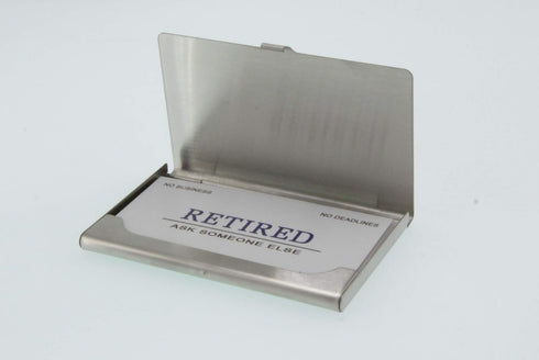 RXBC2011 Retirement Card, Funny Retirement Gift (Pack of 50 with Stainless Steel Case) for Retired Men, Women, Coworkers