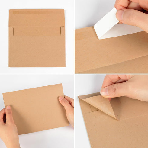 Wishop 100 Pack Brown A7 Envelopes, Self-Adhesive 5x7 Envelopes for Invitations, 5x7 Greeting Cards (Brown)