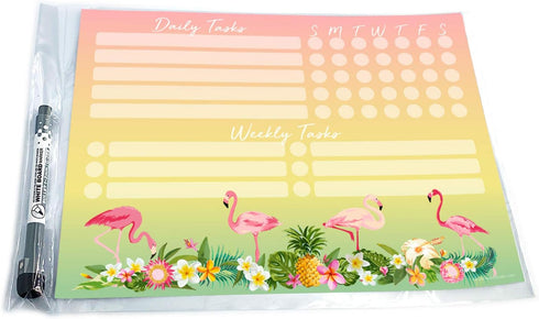 Dry Erase Whiteboard Task Planner, Removable Adhesive Decal, Fine-Tip Magnetic Marker Included, 9 x 12 inches