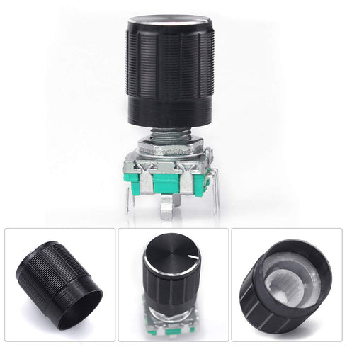 5 Set 360 Degree Rotary Encoder Code Switch - Push Button EC11 Digital Potentiometer with 20mm Handle Length