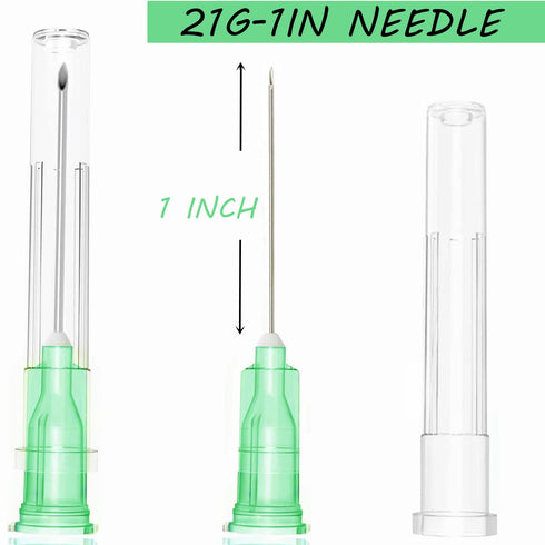 100 Pack 21Ga 1 Inch Stainless Steel Dispensing Lab Tools Accessories for Scientific Labs, Measuring and Refilling, Individually Wrapped