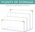 pbf Acrylic File Holder, Clear Desk Organizer with Gold Accents for Mail, Folders, and Magazines