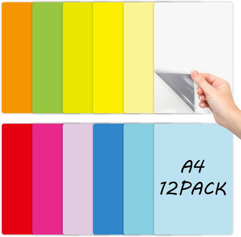 Dry Erase Board Sticker - 8.3''x11.7'' Washable & Removable Whiteboard Sheets, 12 PCS Reusable Dry Erase Paper