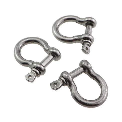 6PCS 4mm Diameter Heavy Duty Silver 304 Stainless Steel Bow Shackles for Marine Fishing Tackle