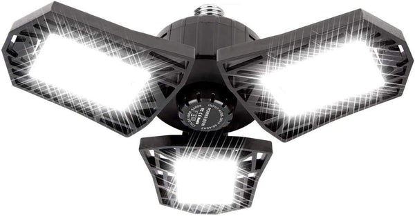 KONPWAY Deformable LED Garage Light - 6000 Lumen 6500K Daylight 60W, Three Leaf