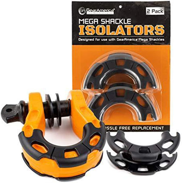 GearAmerica Mega Shackles Isolators - 2 Pack for GA Mega Shackles, Prevents Corrosion, Reduces Noise and Rattling