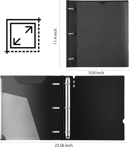 WOT I Telescoping 3 Ring Binder, 1 Inch, 12PCS Black, Flexible Binder with Expandable Spine, Holds 225 Sheets