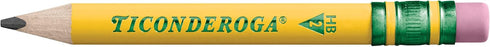 Ticonderoga My First Short Triangular Wood-Cased Pencils, 2 HB Soft with Erasers, Yellow, 12 Count