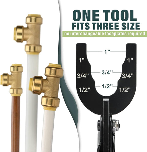 iCrimp Push-to-Connect Clamp Tool, Push-fit Disconnect Tool for Brass-Push Fittings, Multi-size Combination