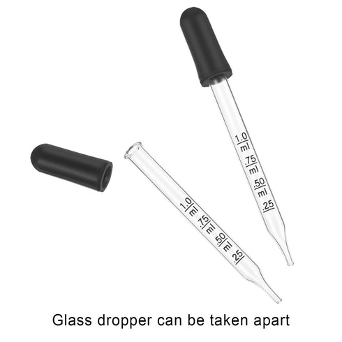 TecUnite 20 Pcs Glass Eye Droppers, 1 ml Liquid Droppers for Essential Oils, Calibrated Glass Stain Dropper