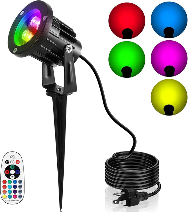 OurLeeme Lawn Flood Light Stake, RGB Spot Lights,8W Outdoor LED Flood Light