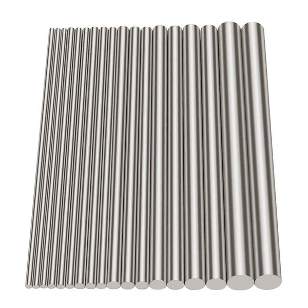 Glarks 18Pcs Stainless Steel Solid Round Rod Lathe Bar Stock - Assorted for DIY Craft Tool, Diameter 2.5-8mm Length