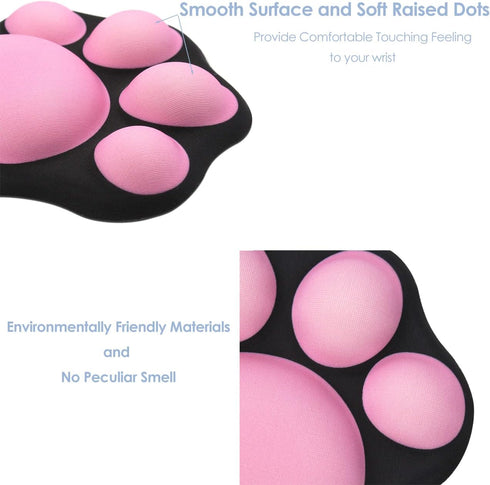 ProElife Cute Mouse Wrist Support Pad, Cat Paw Pattern, Comfortable Soft Wrist Rest for Home and Office (Black)