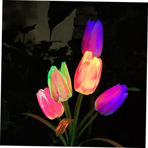 Tulip Lawn Lamp Outside Solar Lights, Outdoor Lawn Light Garden Stake Light, Solar Powered Lights for Outdoor Lawn