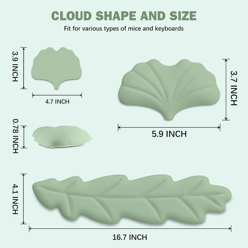 Set, Keyboard Wrist Rest Pad Leaf Shape PU Leather Memory Foam Wrist Cushion Support,Mouse Wrist Rest Pad,Non-Slip