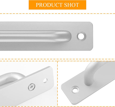 2 Pack Aluminium Alloy Closet Door Handles with Plate, 7.1 Inch /180 mm Sliding Door Pull Handle