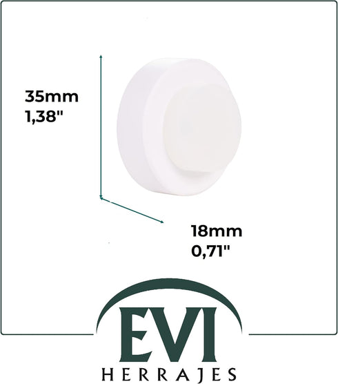 EVI | Wall Mounted Doorstop | Natural Silicone | Adhesive or Screw Installation | Stainless Steel | Mod. I-254 (White Rubber - White Lacquered) by EVI Herrajes
