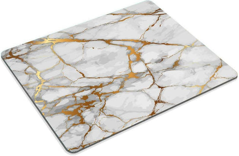 Smooffly White Marble Gold Grain Mouse Pad Non-Slip Rubber Gaming Mousepad for Computers