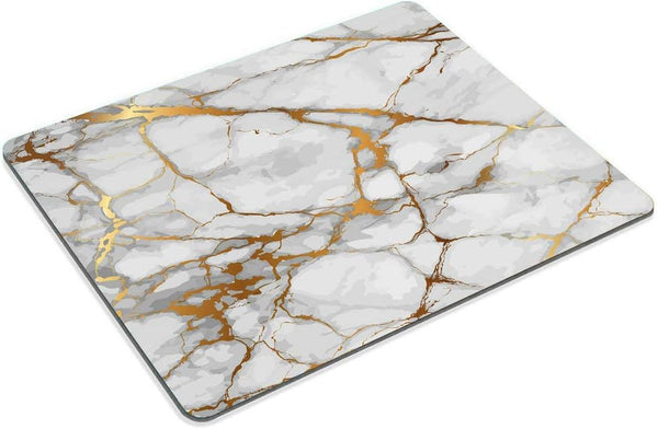 Smooffly White Marble Gold Grain Mouse Pad Non-Slip Rubber Gaming Mousepad for Computers