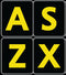 English US Large Letters Keyboard Stickers, Black - Yellow Letters