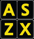 English US Large Letters Keyboard Stickers, Black - Yellow Letters