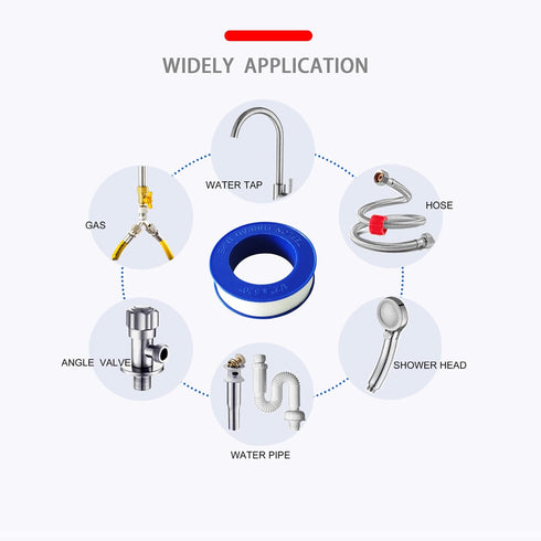 5 Rolls Teflon Tape 1/2Inch(W) 520Inches(L), Extra Long PTFE Plumbing Sealant Tape
