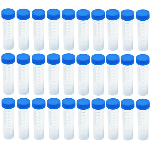 Eowpower 30pcs 50ml Plastic Vial Storage Container Test Tubes for Laboratory