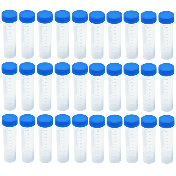 Eowpower 30pcs 50ml Plastic Vial Storage Container Test Tubes for Laboratory
