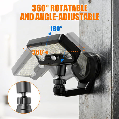 2-in-1 600LM 3 IP65 1500mAh, Solar Motion Sensor Light, Magnetic & Adhesive Mount, Bright, Modes, Waterproof