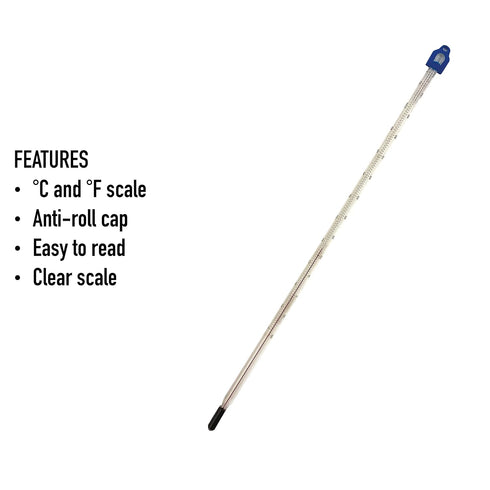Glass Thermometer -10 to +110 C&F, 300mm Liquid in Glass Thermometer for Scientific Laboratory Grade