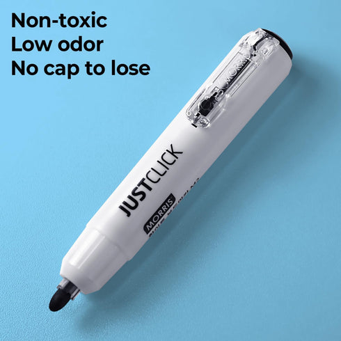 carrotez 12 Count Retractable Dry Erase Markers, Low Odor White Board Markers, Bullet Tip, Thick Barrel, Black