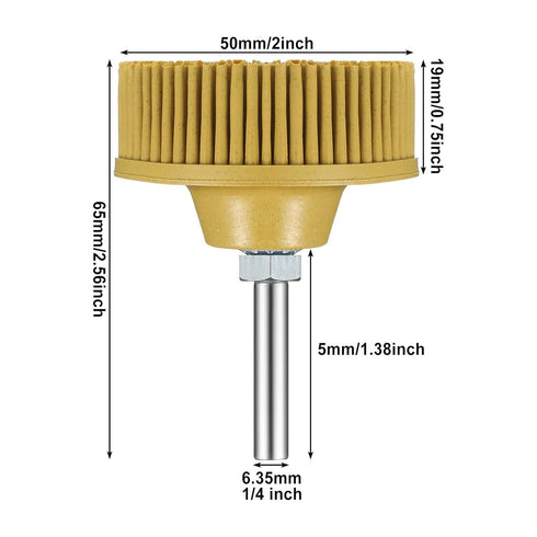 Mudder 3 Pieces 2 Inch Coarse Bristle Disc Attachment for Abrasive Coating Removal with 1/4 Inch Round Shank