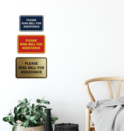 Signs ByLITA Classic Framed Please Ring Bell For Assistance Wall or Door Sign - Durable Material (Black) - Small (1