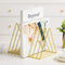 Sooyee 9 Slot Gold Magazine Holder, Desktop File Sorter Organizer, Triangle Bookshelf Decor for Home Office