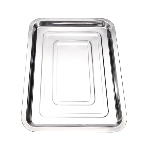 Stainless Steel Tray,3 Pack Stainless Steel Trays 13 1/2" x 10" Dental Body Piercing Instrument Tool Flat for Supplies (3)