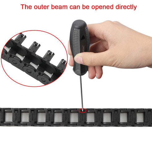 BCZAMD 10X11mm Drag Chain Semi Enclosed Type Adjustable Cable Wire Carrier, Black 1M Plastic Flexible Track