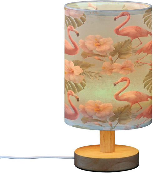 ALAZA Flamingos Tropical Flowers Monstera Bedside Table Lamp with USB Port for Bedroom Nightstand Lamps Night Light