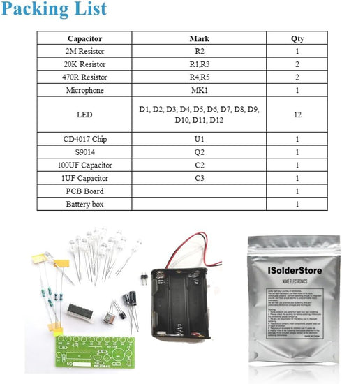 10PACK CD4017 10 ISolderStore Soldering Practice Board Soldering Project Kit Colorful LEDs Soldering Practice DIY Kit