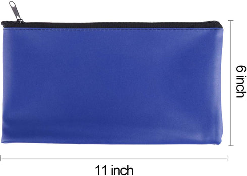 Zipper Bank Bags, 4-Pack PU Leather Cash & Coin Pouch with Zipper (Blue)