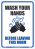 NMC WH1PBR WASH YOUR HANDS BEFORE LEAVING THIS ROOM - Adhesive Sign, 14X10, Removable PS Vinyl